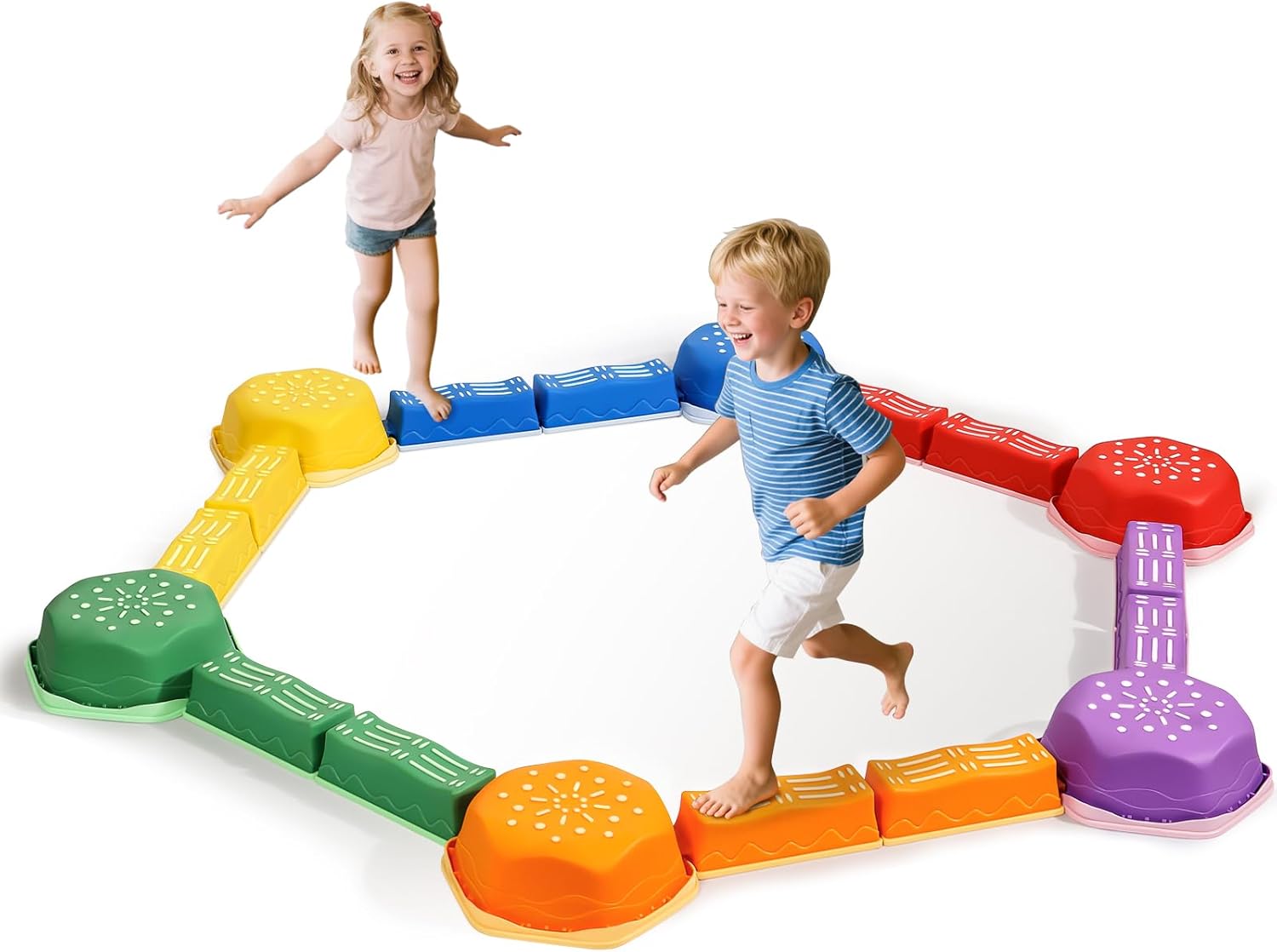 18 Pieces Non-Slip Balance Beam Stepping Stones for Kids 3 Years