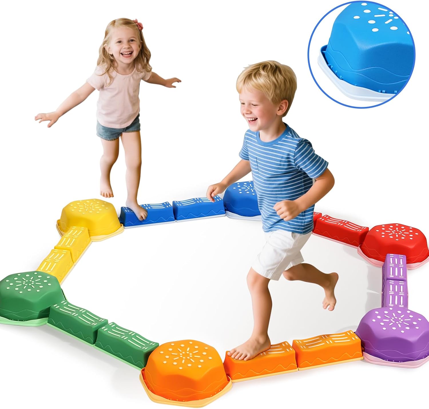 18 Pieces Non-Slip Balance Beam Stepping Stones for Kids 3 Years