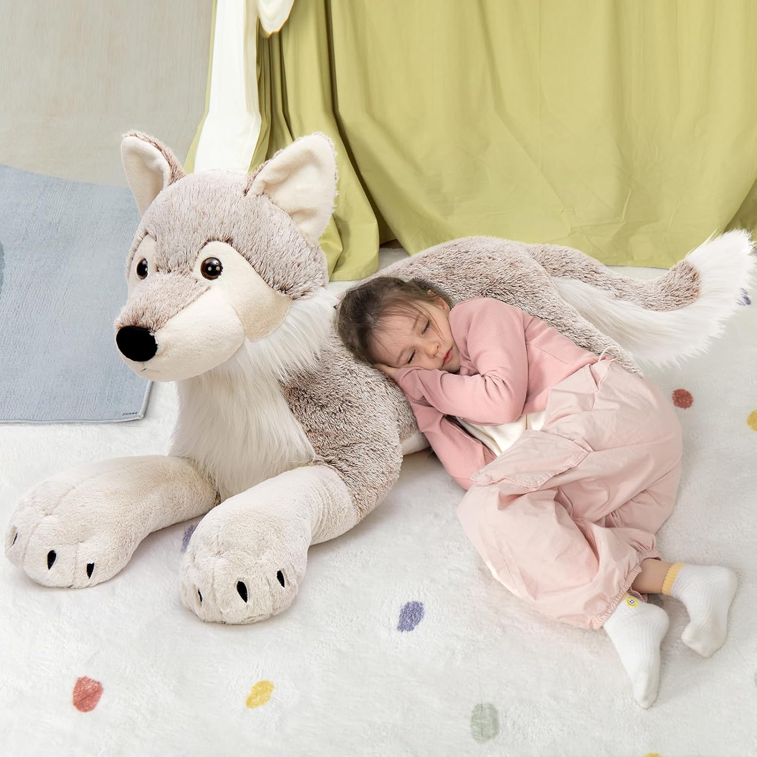 Large Wolf Stuffed Animal for Boy, Giant Wolf Plush Toy