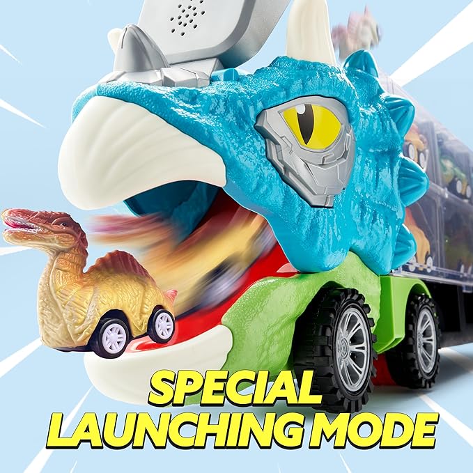 Dinosaur Truck with 12 Pull Back Cars