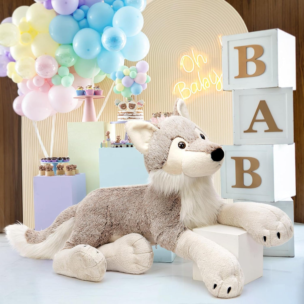 Large Wolf Stuffed Animal for Boy, Giant Wolf Plush Toy