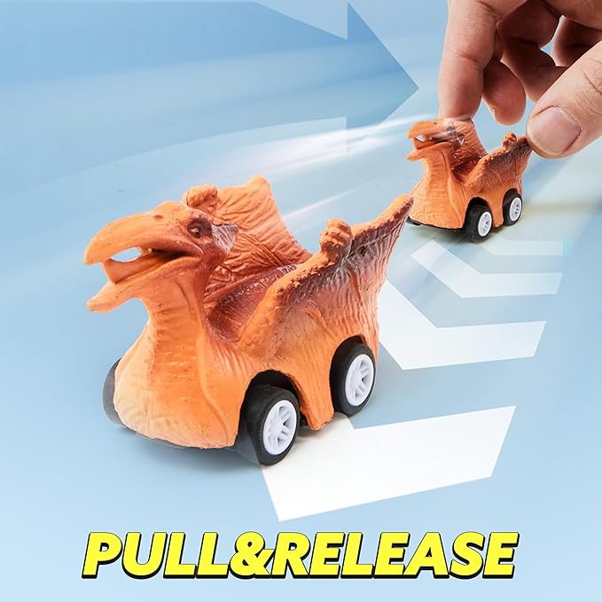 Dinosaur Truck with 12 Pull Back Cars